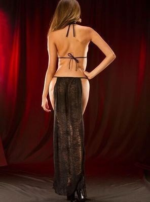 Long Dress Halter Neck Lingerie Black And White