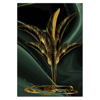 3-Piece Golden Leaf Painting