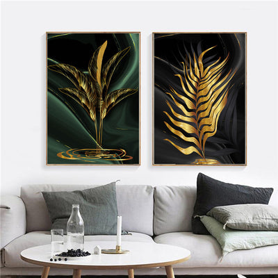 3-Piece Golden Leaf Painting