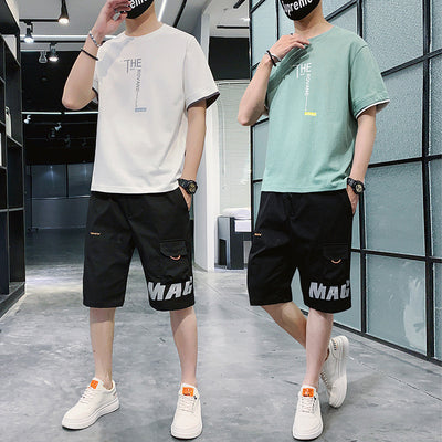 Men's Activewear Short Sleeve T-shirt and Shorts 2 Pce Set