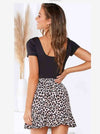 Leopard-Print Elasticated Ruffled Skirt