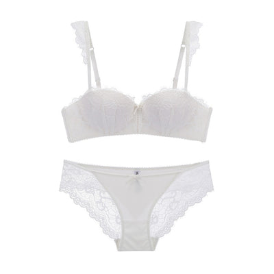 Lace Gathered Bra & Underwear Set