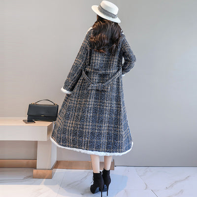 Checked Waist Cotton Coat