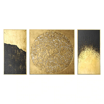Set Of Luxury Abstract Golden Canvas Wall Art
