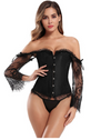 Women Bustier Long Sleeve Lace Floral Off Shoulder Corset S-6XL