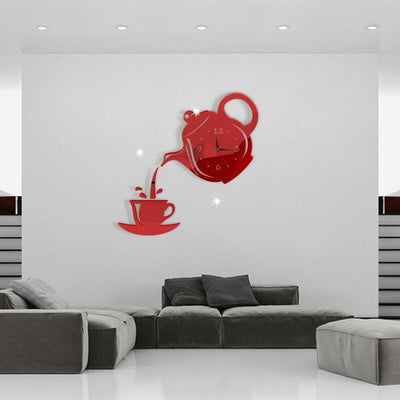 Coffee Teapot Cup Wall Clock