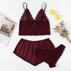 Satin Lingerie Lace Shorts Set