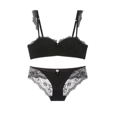 Lace Gathered Bra & Underwear Set