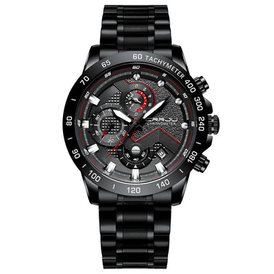 Multi-Function Stainless Steel Quarts Watch