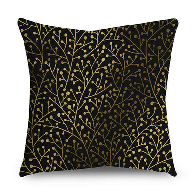 2 Piece Set Black Gold Cushion Covers