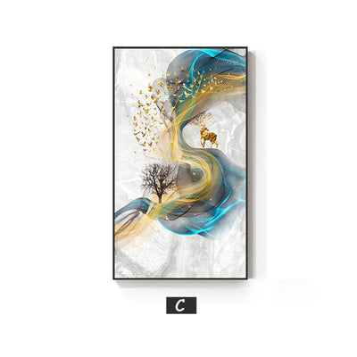 Abstract Simple Golden Elk Painting
