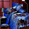 3 Piece Blue Wolf 3D Bedding Set