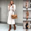 V Neck Tie Woolen Coat