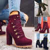 High-Heel Lace-Up Rivet Ankle Boots