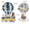 Cartoon Animal Hot Air Balloon Wall Sticker