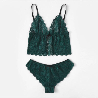 Satin Lingerie Lace Shorts Set