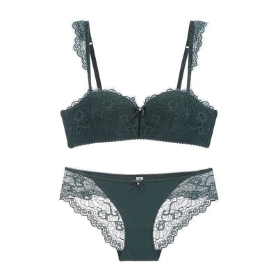 Lace Gathered Bra & Underwear Set