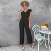 Solid Color Open Back Jumpsuit