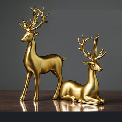 Golden Deer Resin Ornament