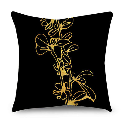 2 Piece Set Black Gold Cushion Covers