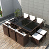 Garden Dining Set 27 pcs. Brown Poly Rattan