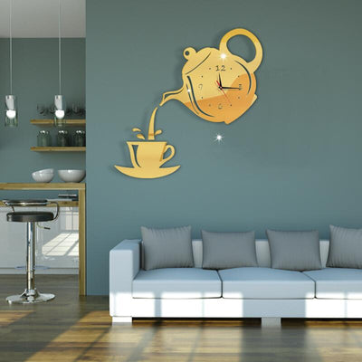 Coffee Teapot Cup Wall Clock