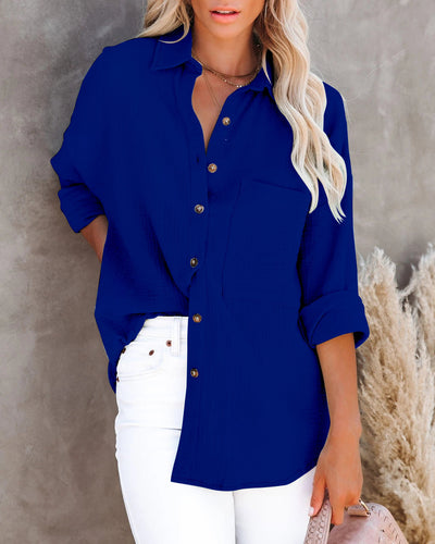 V Neck Ladies Cotton Linen Shirt