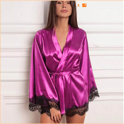 Silk Lace Lingerie Nightdress Robe