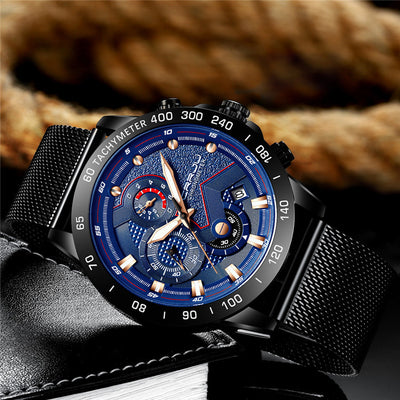 Multi-Function Stainless Steel Quarts Watch