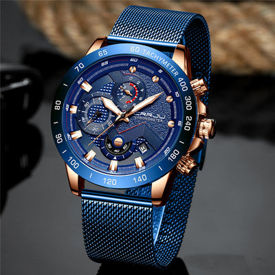 Multi-Function Stainless Steel Quarts Watch