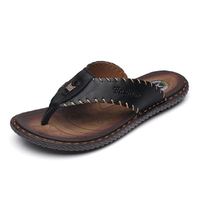 Men Outdoor Leather Flip Flops Sandals