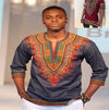 African National Wind Printing V Collar Long Sleeved Shirt for Men