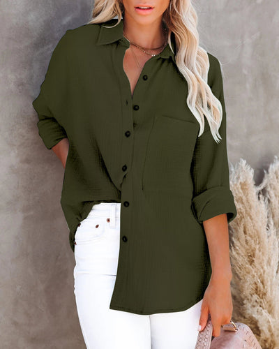 V Neck Ladies Cotton Linen Shirt