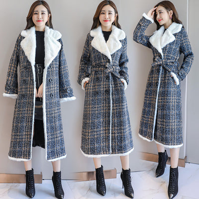 Checked Waist Cotton Coat