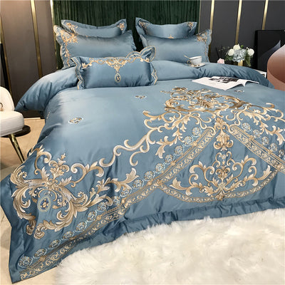 High End Embroidery Silk Bedding 4 Pce Set