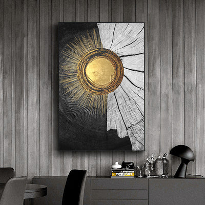 Golden Black Texture Canvas Painting