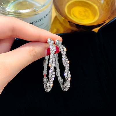 Silver Needle Full Diamond Earrings - Casa Loréna Store