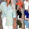 V Neck Ladies Cotton Linen Shirt