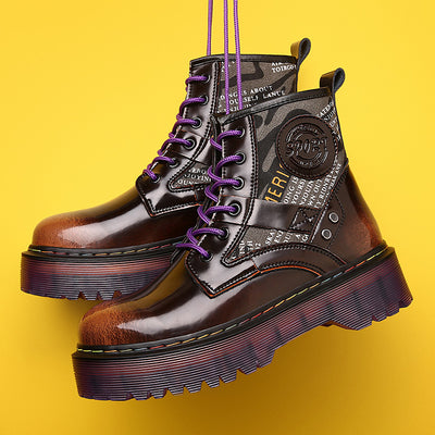 Leather Dr Martin Boots High-Top Laces