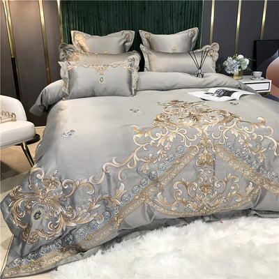 High End Embroidery Silk Bedding 4 Pce Set