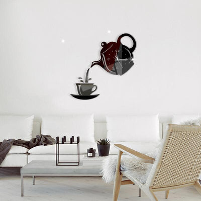 Coffee Teapot Cup Wall Clock