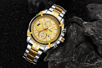 Men's Stainless Steel Waterproof Quartz Watch