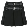 Leather Buckle High Waist Skirt