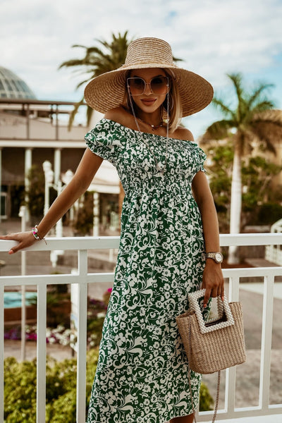 Off Shoulder Print Dress