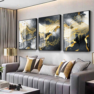 Golden Black And White Wall Art