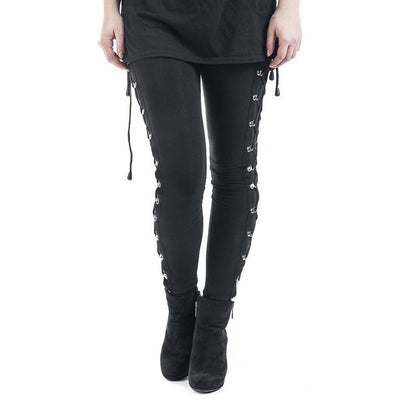 Gothic Punk Style Lace-up Leggings Hip High Waist Trousers