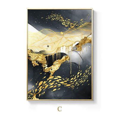Golden Black And White Wall Art