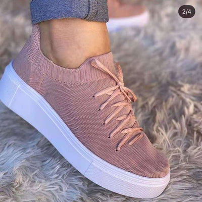 Mesh Fly Woven Lace-up Casual Shoes