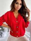 V Neck Button Bottoming Top