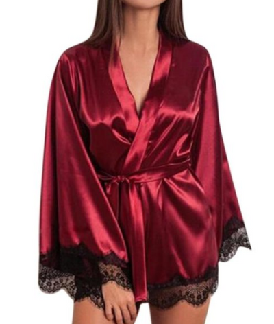 Silk Lace Lingerie Nightdress Robe